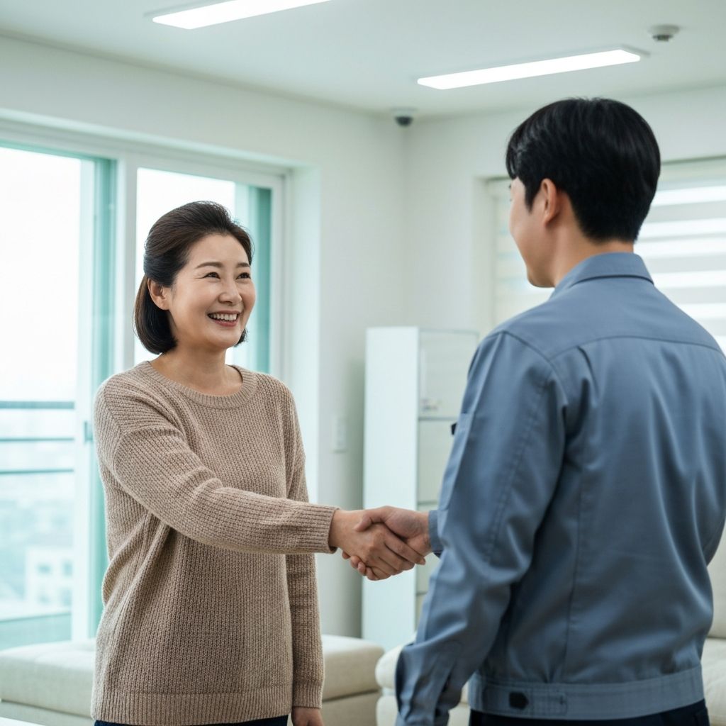 성호 홈시스템 고객 만족 - 서비스 완료 후 만족한 고객